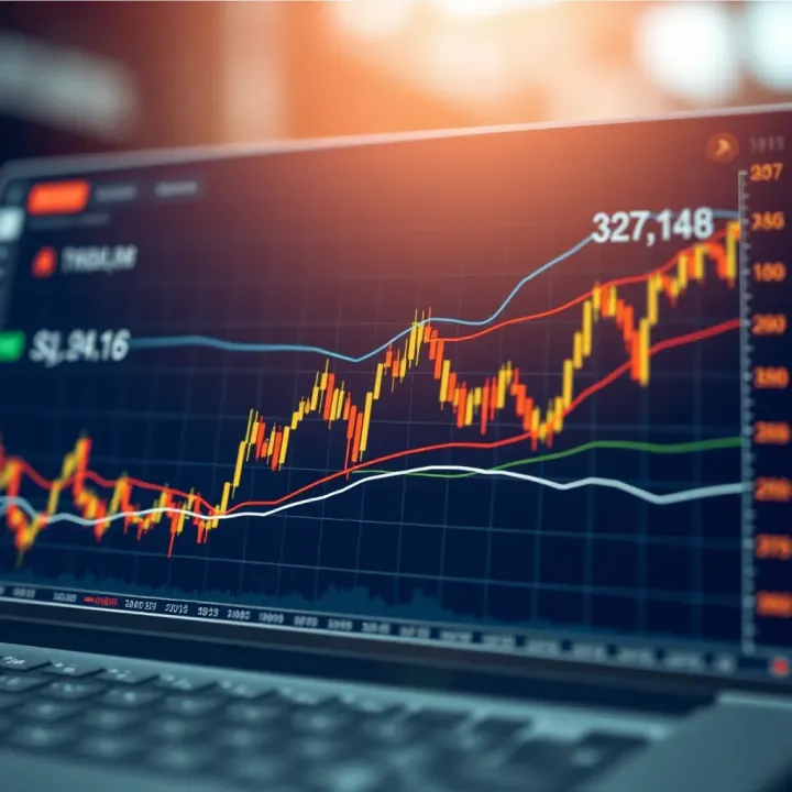 Graph showing upward and downward trends in foreign exchange market