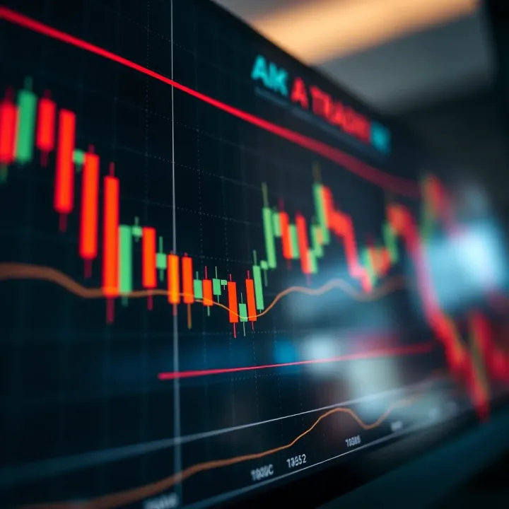 Graph showing forex currency pairs with upward and downward trends