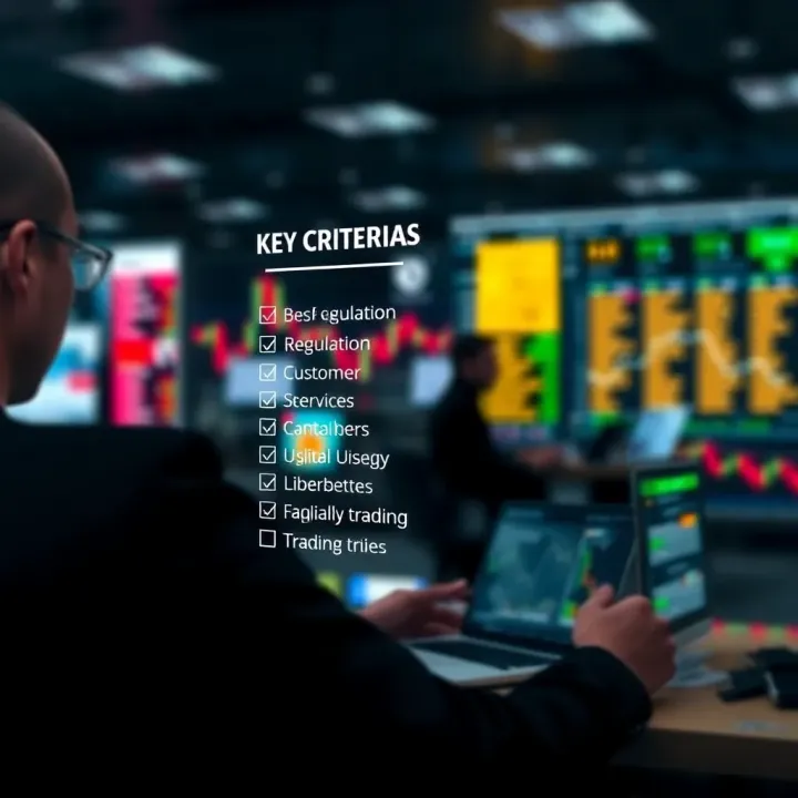 A checklist highlighting key factors like regulation, customer service, and usability for selecting a binary trading broker