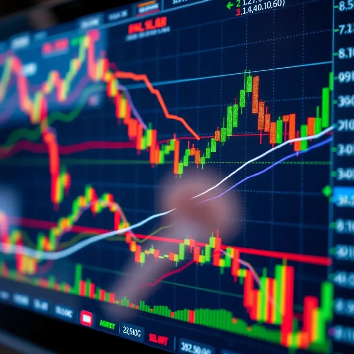 Chart showing currency pairs with price movements and trading indicators