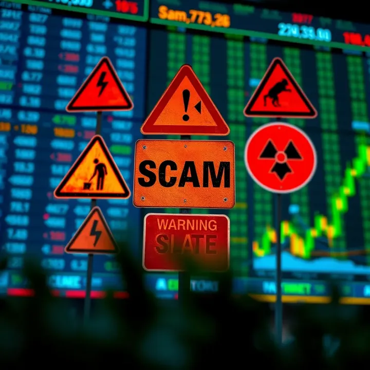 Conceptual illustration highlighting warning signs and red flags of fraudulent forex schemes