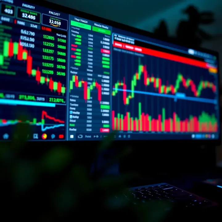 Forex Trading Platform with Real-Time Market Data Forex trading platform displaying live market charts and currency pair data on a computer screen