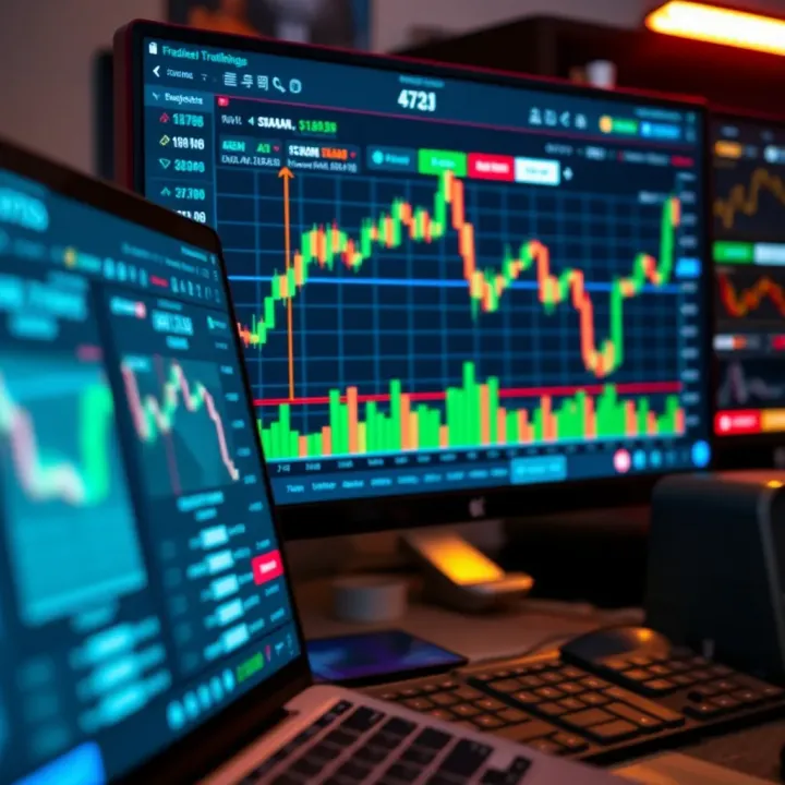 Computer screen showing a forex trading platform with market data and strategy tools
