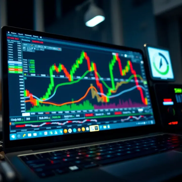Computer screen displaying forex trading software with charts and market indicators