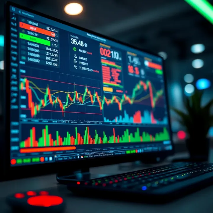 Interface of a forex trading software showing real-time charts and market indicators