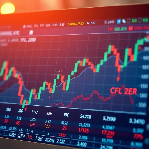 Forex Market Overview in South Africa Digital chart displaying forex market trends and currency exchange rates in South Africa