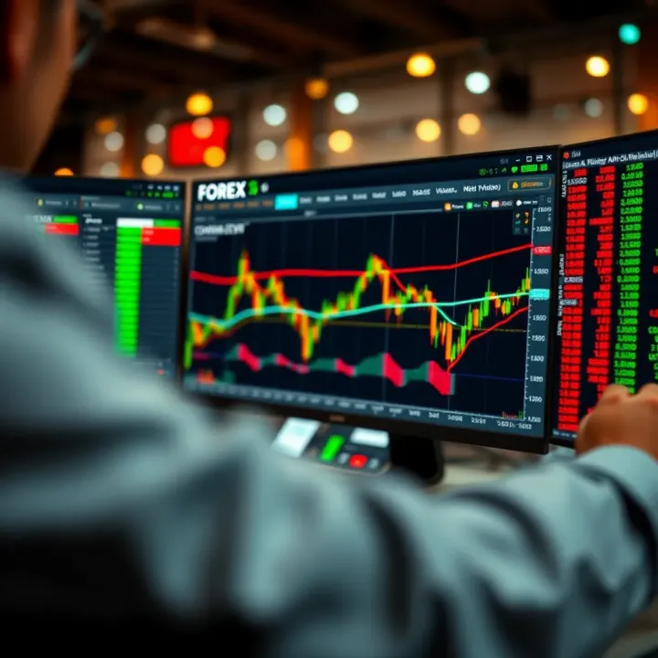 Forex trading platform displaying advanced charting tools with currency pair trends and technical indicators