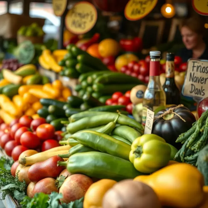 Fresh fruits and vegetables displayed at a vibrant Somerset West market stall