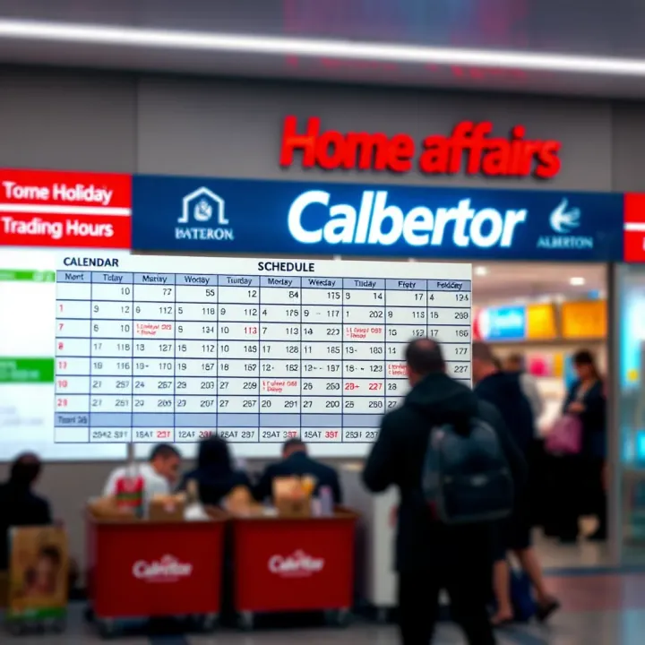 Calendar highlighting public holidays affecting Home Affairs Alberton trading schedule