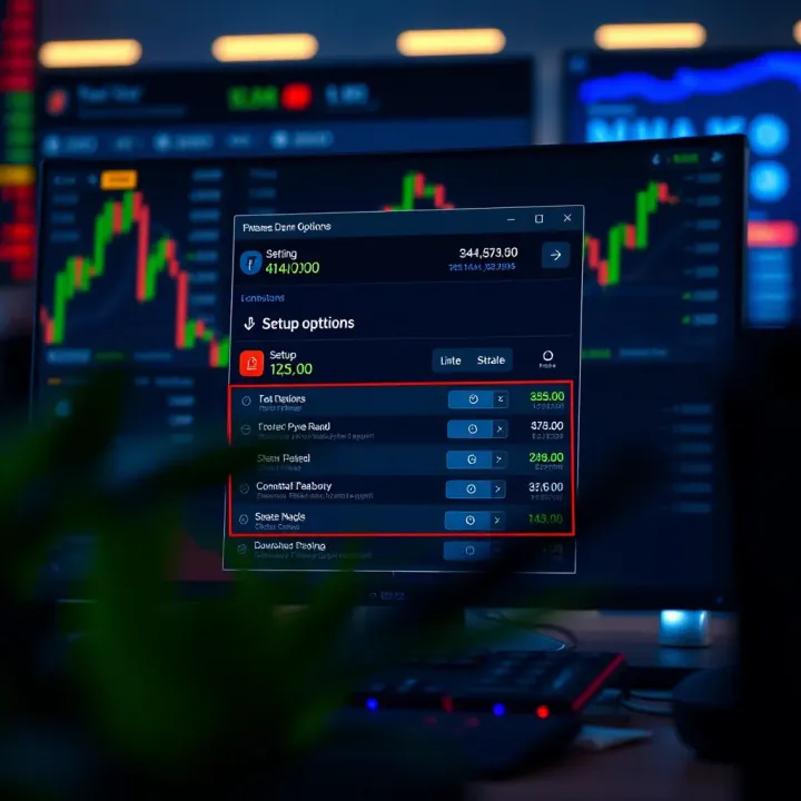 Computer screen showing setup options for a forex trading demo account