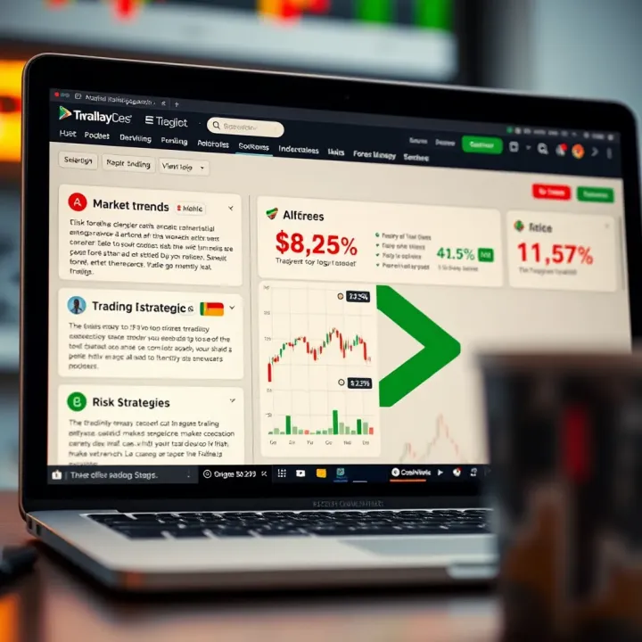 Illustration of an online forex trading discussion showing key topics like market trends, trading strategies, and risk management