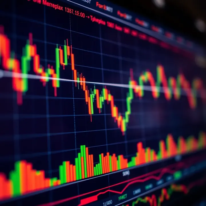 Chart displaying forex currency pairs with trend lines and indicators