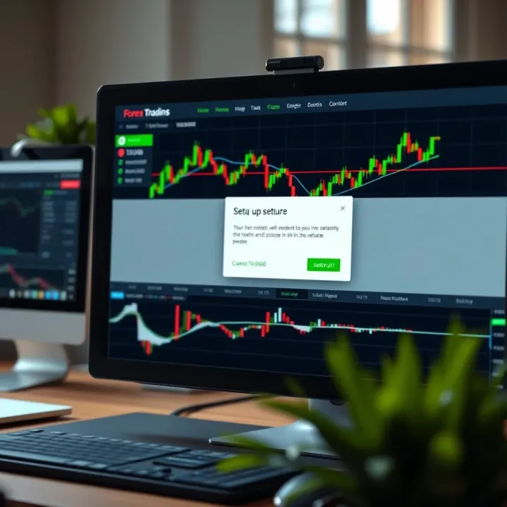 Installation screen of forex trading software showing setup progress on computer