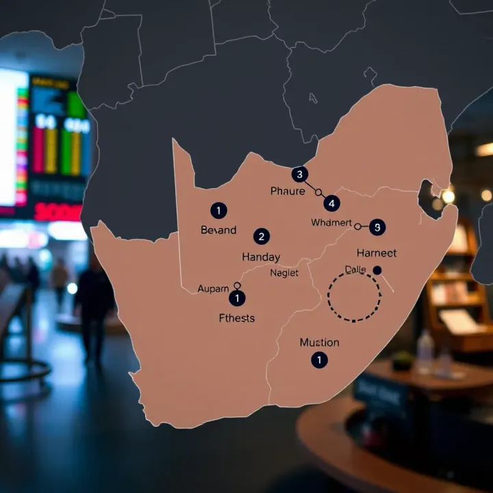 Map highlighting different regions of South Africa with distinct plaza operating hours