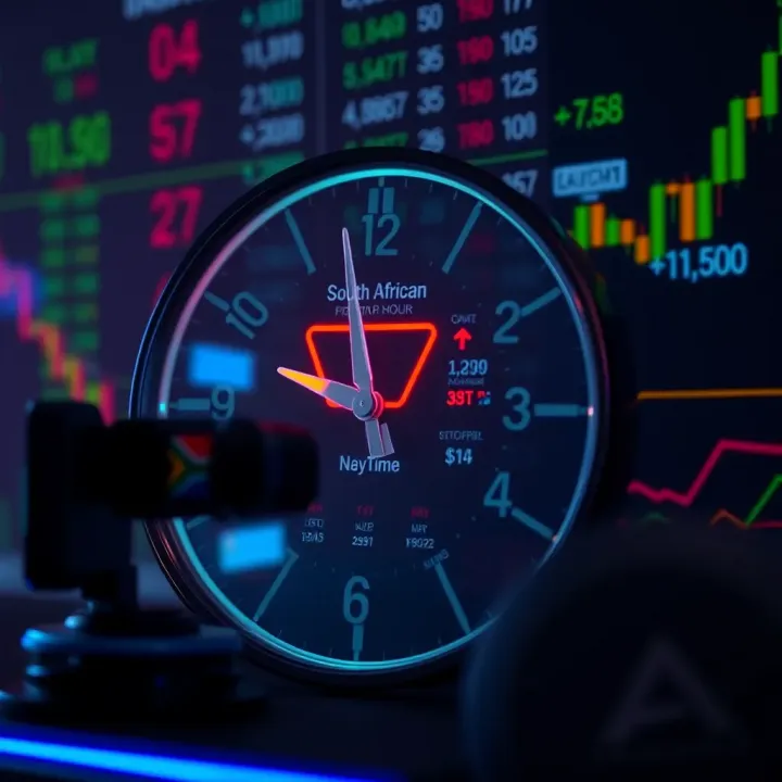 Clock displaying South African time aligned with forex market activity periods