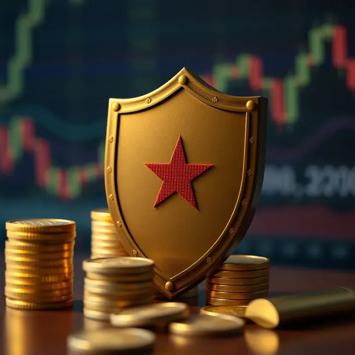 Conceptual graphic depicting protective shield safeguarding finances from fraudulent binary options activities