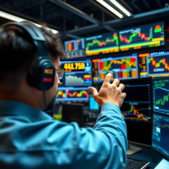 Illustration of a trader evaluating various signal sources on multiple screens in a trading environment