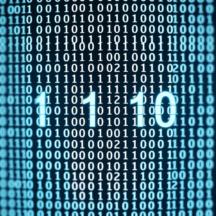 High contrast binary code pattern displayed on a clean white background highlighting digital clarity