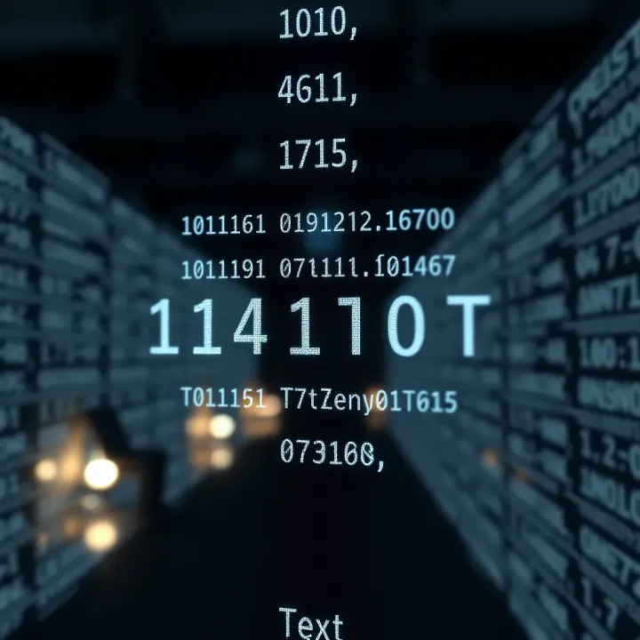 Diagram showing binary digits converting into text characters