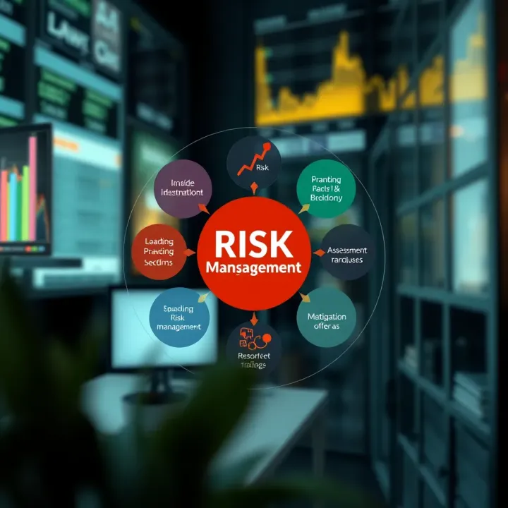 Diagram showing key components of risk management including identification, assessment, and mitigation
