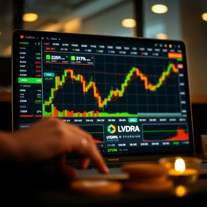 User interface of a demo trading platform displaying binary options and investment simulations