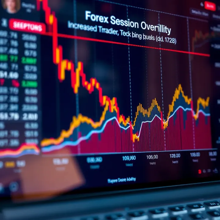 Graph showing increased market volatility during overlaps of forex trading sessions