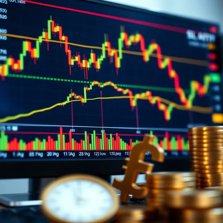 Digital representation of forex trading charts and South African currency symbols on a computer screen