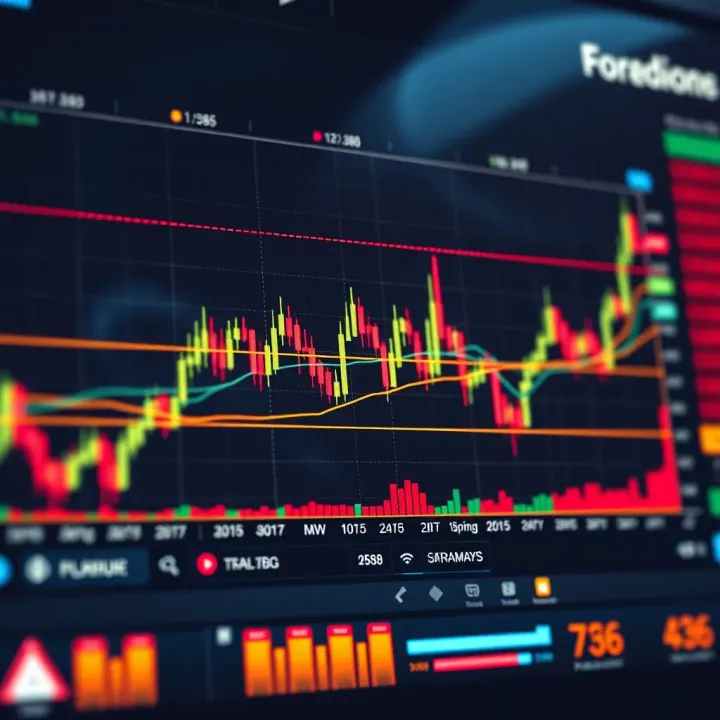 Graph displaying forex trading signals with currency pairs and market indicators
