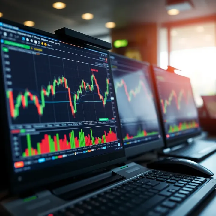 User interface of a forex trading software with charts and indicators