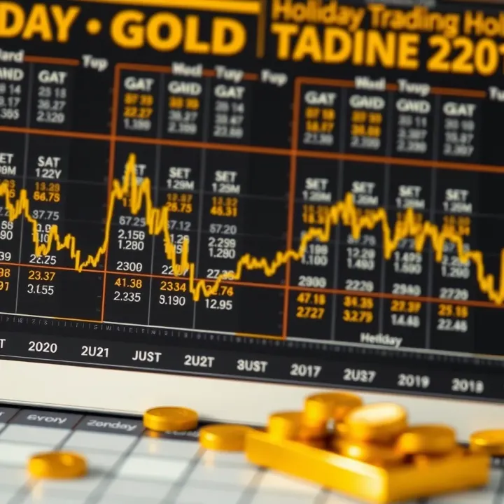 Gold Market Sessions and Holidays Impacting Trading in South Africa Calendar highlighting gold market trading sessions, weekends, and holidays affecting trading activity