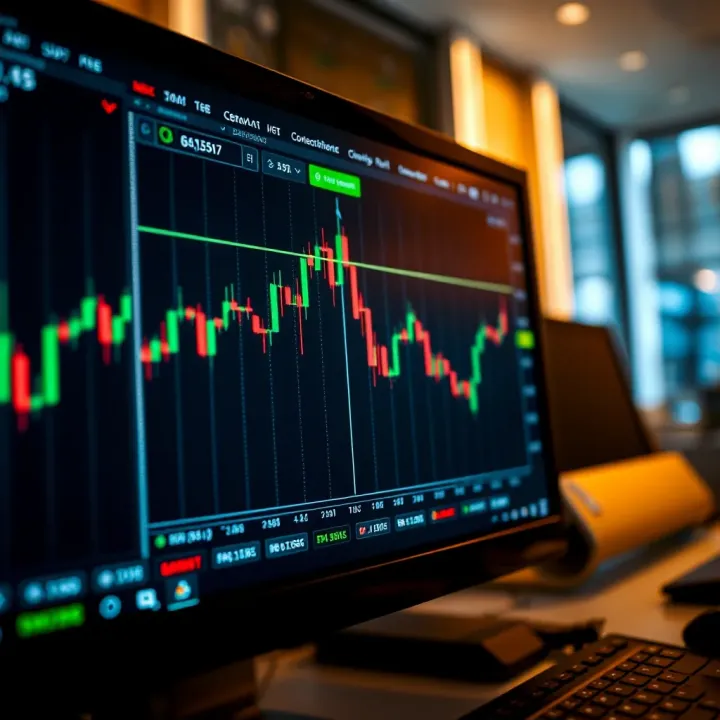 Forex trading chart displaying currency pair fluctuations on a computer screen for practice