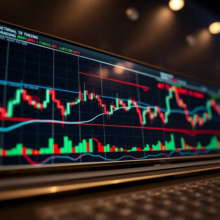 Graph showing currency pair fluctuations with trend lines and indicators