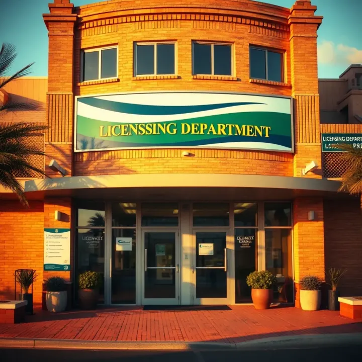 Exterior view of Winkelspruit licensing department building during daylight