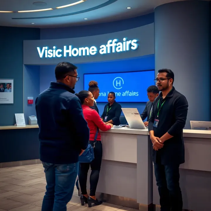 Home Affairs service counter with staff assisting visitors inside the Wynberg office